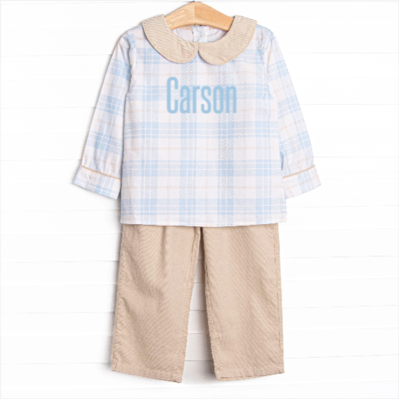 Picture Perfect Plaid Pant Set, Blue