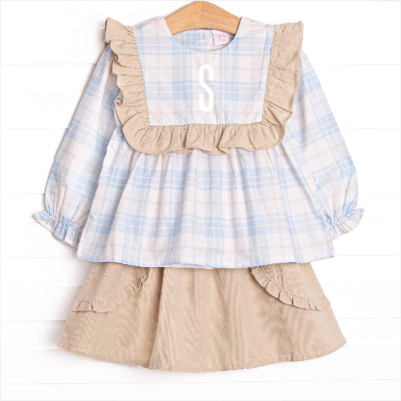 Picture Perfect Plaid Skirt Set, Blue