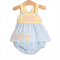 Pineapple Paradise Applique Skirted Bubble, Blue