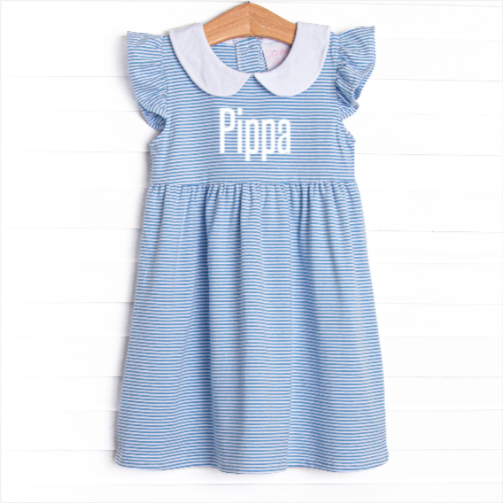 Pippa Dress, Medium Blue Stripe
