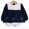 Poised Plaid Bows Applique Diaper Set, Blue