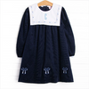 Poised Plaid Bows Applique Dress, Blue