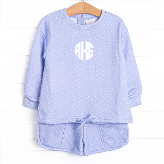 Polka Dot Play Short Set, Blue