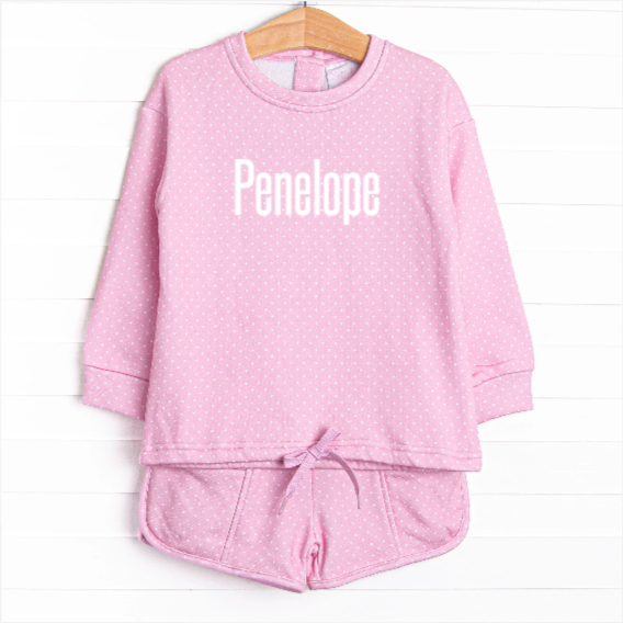 Polka Dot Play Short Set, Pink
