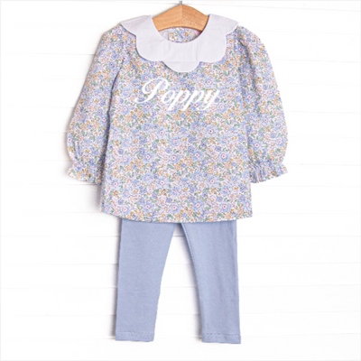 Poppy Fields Legging Set, Blue