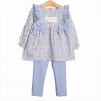Poppy Fields Side Tie Legging Set, Blue