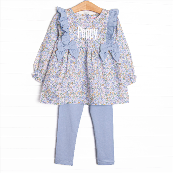Poppy Fields Side Tie Legging Set, Blue
