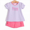Poppy Ruffle Short Set, Pink and Purple Stripe