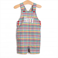 Prep School Plaid Short Romper, Red