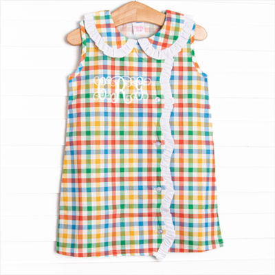 Primary School Plaid Dress, Yellow
