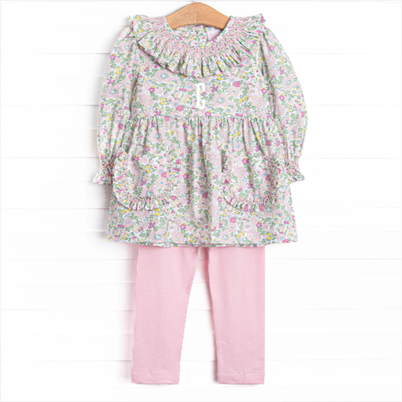 Primrose Petals Smocked Legging Set, Pink