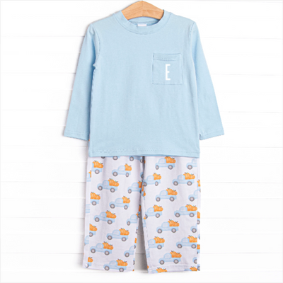 Pumpkin Pickup Pant Set, Blue