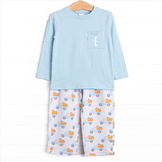 Pumpkin Pickup Pant Set, Blue