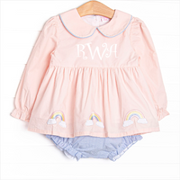 Rainbow Wonders Applique Diaper Set, Pink