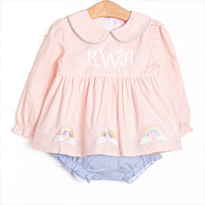 Rainbow Wonders Applique Diaper Set, Pink