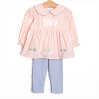 Rainbow Wonders Applique Legging Set, Pink