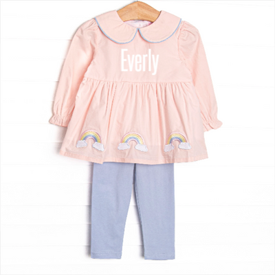 Rainbow Wonders Applique Legging Set, Pink