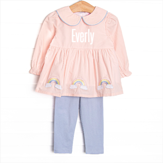 Rainbow Wonders Applique Legging Set, Pink