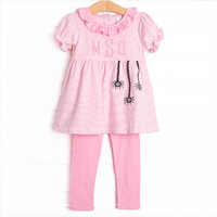 Ric Rac-nophobia Applique Legging Set, Pink