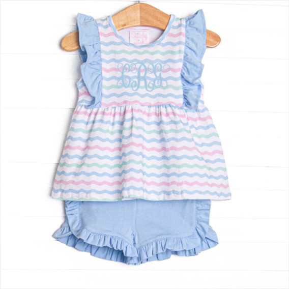 Rirrays Ric Rac Rays Ruffle Short Set, Blue – Stitchy Fish