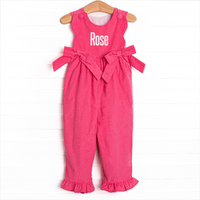 Rose Bush Beauty Corduroy Romper, Pink