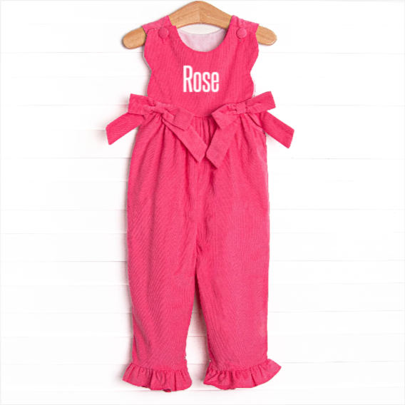 Rose Bush Beauty Corduroy Romper, Pink