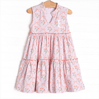 Rosebud Ribbons Tiered Dress, Pink