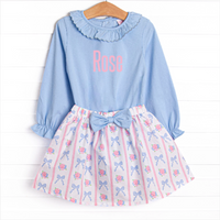 Rose of Bows Skirt Set, Blue