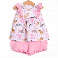 Safari Summer Ruffle Short Set, Pink