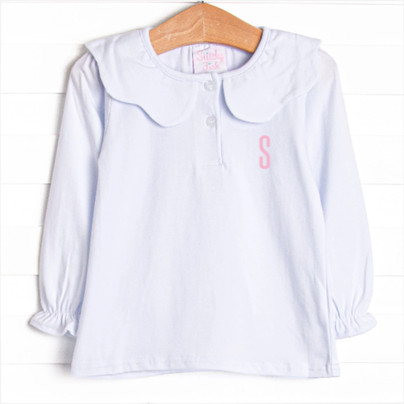 Samantha Scalloped Collar Long Sleeve Top, (2 Colors)