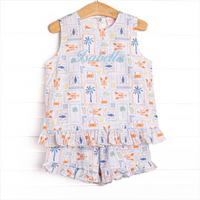 Santorini Stamps Short Set, Blue