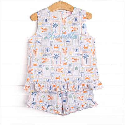 Santorini Stamps Short Set, Blue