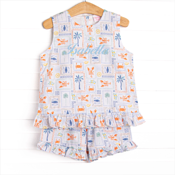 Santorini Stamps Short Set, Blue
