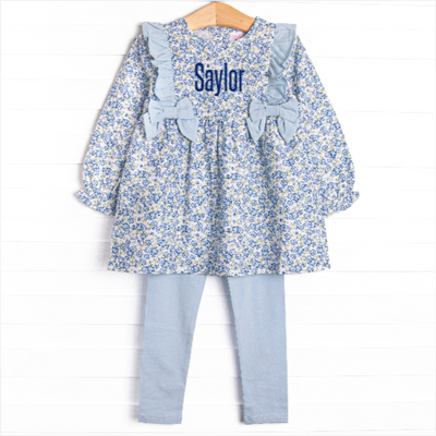 Saylor Floral Bow Legging Set, Blue