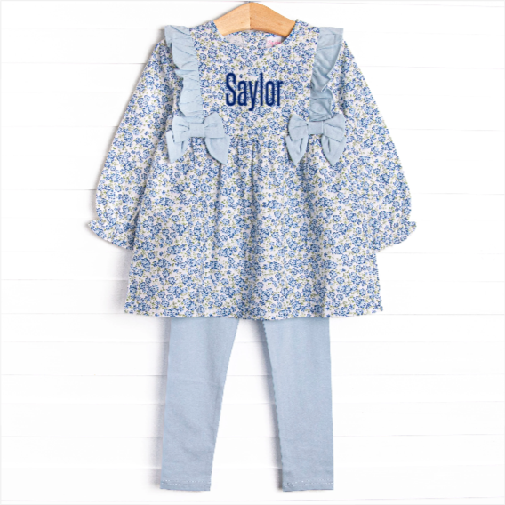Saylor Floral Bow Legging Set, Blue