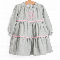 Schoolyard Sage Tiered Dress, Green