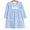 Amelia Dress, Medium Blue Stripe