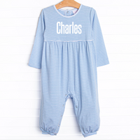 Charles Romper, Medium Blue Stripe