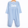 Charles Romper, Medium Blue Stripe
