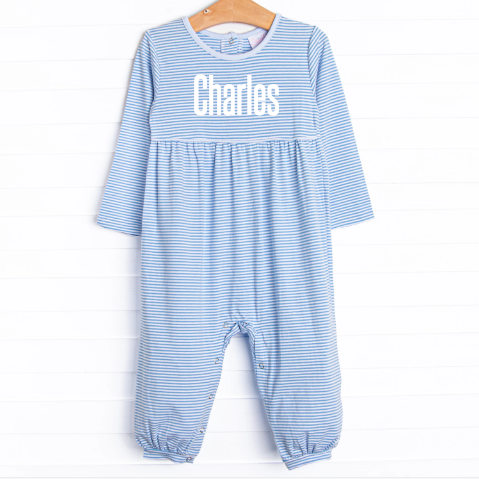 Charles Romper, Medium Blue Stripe