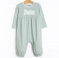 Charles Romper, Sage Stripe