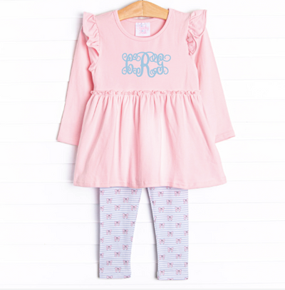 Bow-u-tiful Striped Legging Set, Pink