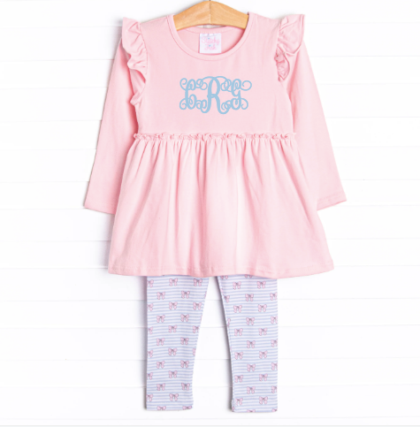 Bow-u-tiful Striped Legging Set, Pink