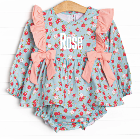 Smell the Roses Diaper Set, Blue