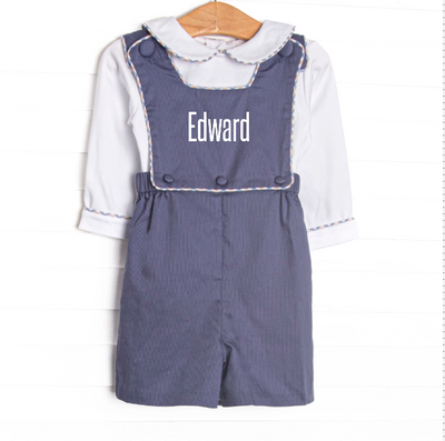 Bleu: Edward Shortall Set, Navy and Tan Plaid