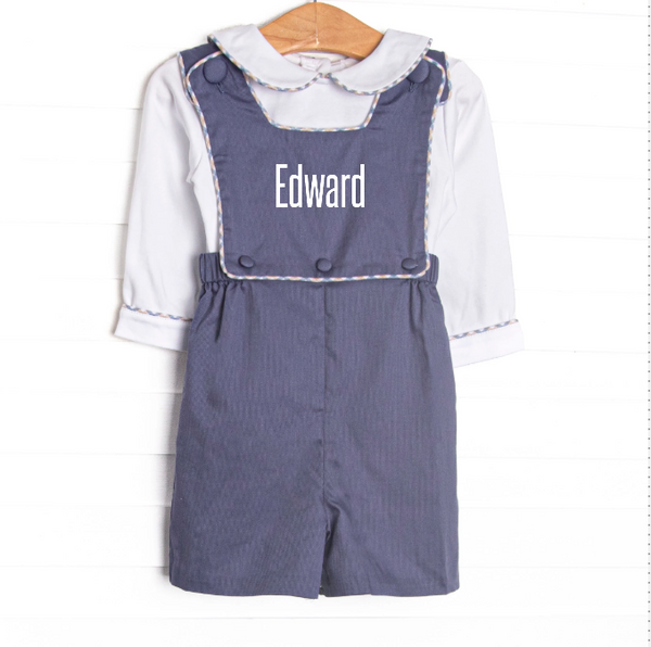 Bleu: Edward Shortall Set, Navy and Tan Plaid