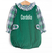 Bleu: Cordelia Smocked Bubble Set, Blue and Green Plaid