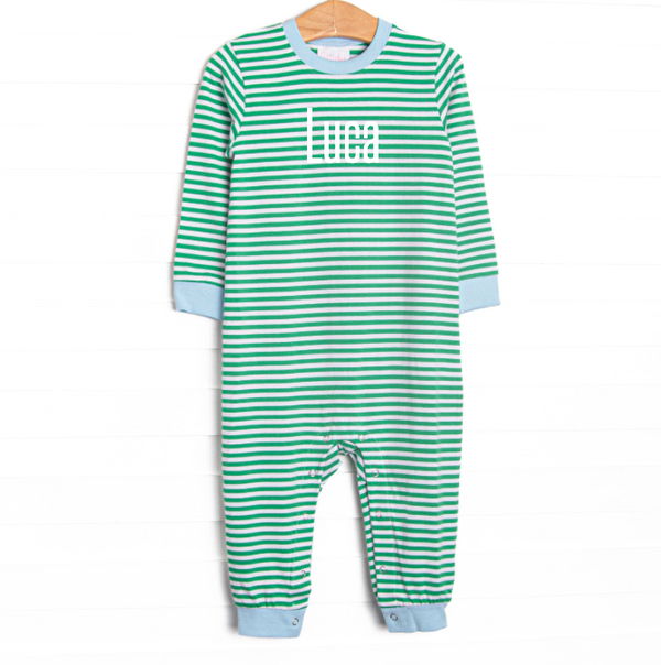 Luca Romper, Blue and Kelly Green Stripe