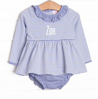 Zoe Diaper Set, Periwinkle Stripe