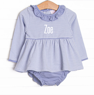 Zoe Diaper Set, Periwinkle Stripe